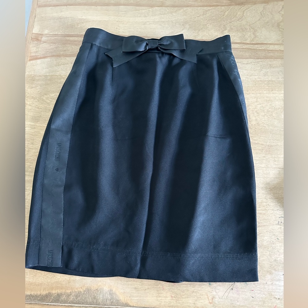 Vintage Moschino! Black pencil skirt with side ribbon and bow - size 4/6 - Picture 6 of 15